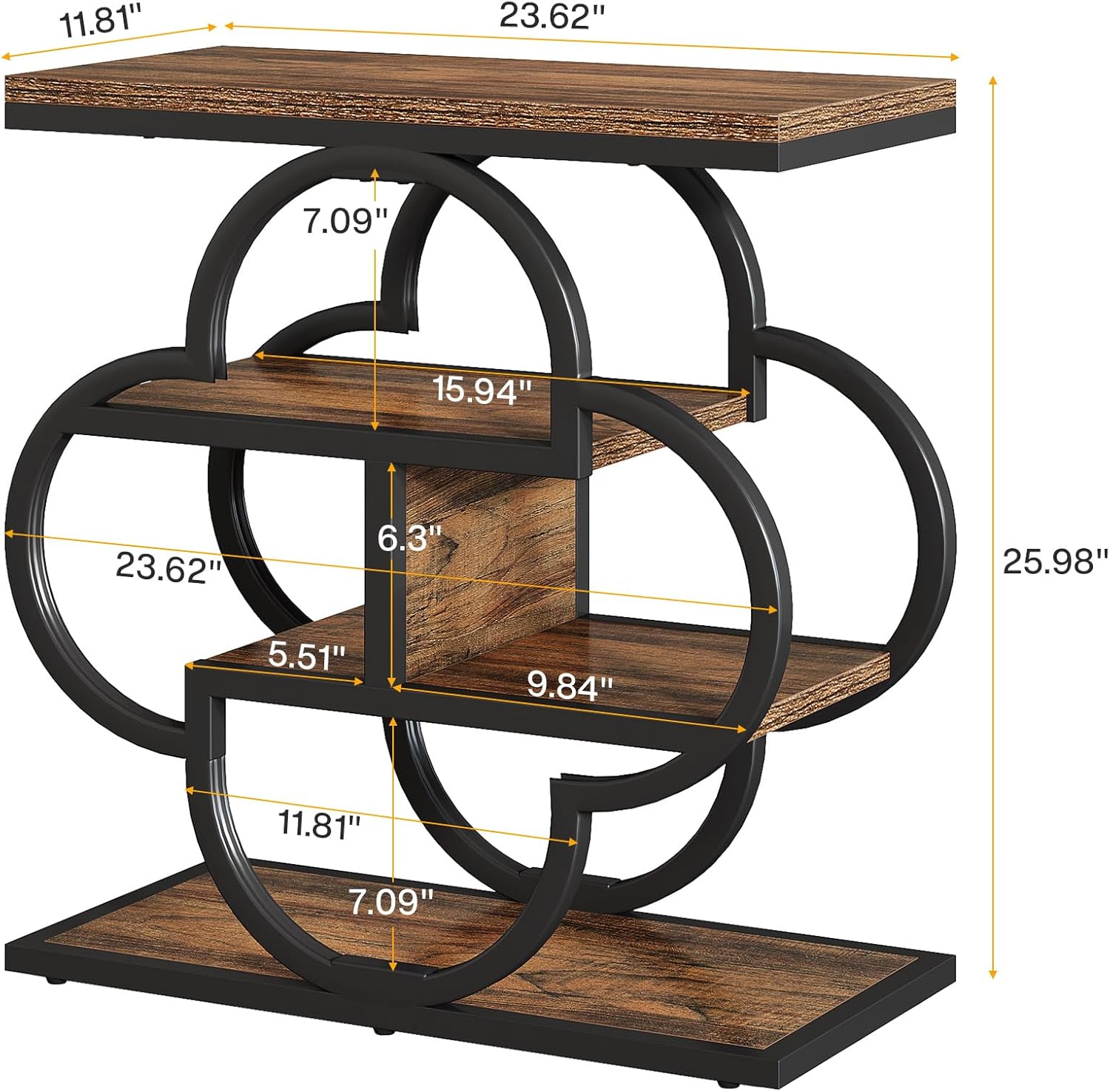 23.6" End Table, 4 - Tier Narrow Sofa Side Table with unique frame Tribesigns