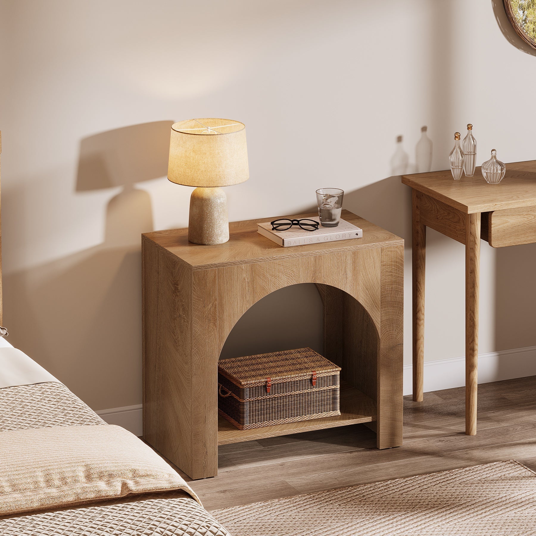 27" Nightstand, Farmhouse Bedside Table with Storage Tribesigns