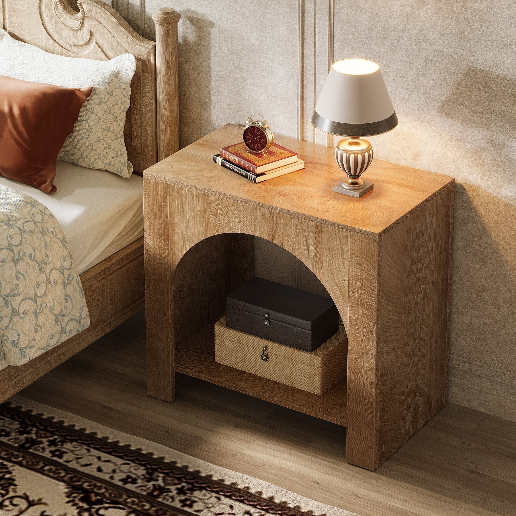 27" Nightstand, Farmhouse Bedside Table with Storage Tribesigns