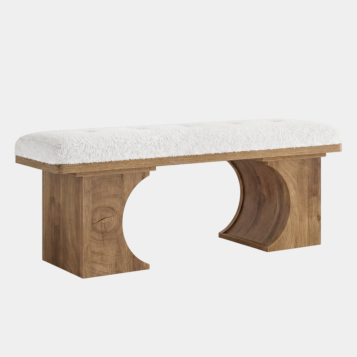 120cm Entryway Bench, Upholstered Shoe Bench with Cushion & Curved Wooden Legs for Hallway Living Room