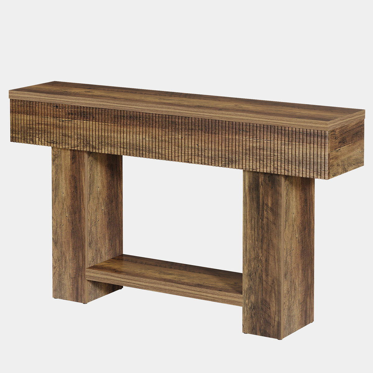 140cm Console Table, Rustic Entryway Table with Storage Shelf