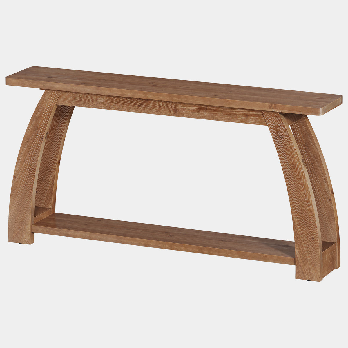 160cm Console Table, Solid Wood 2-Tier Arched Leg Entryway Table
