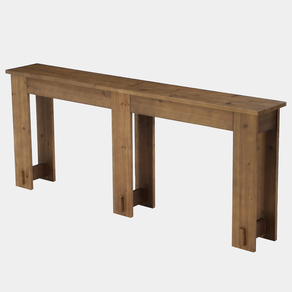 200cm Console Table, Extra Long Solid Pine Bench Table with 6 Legs