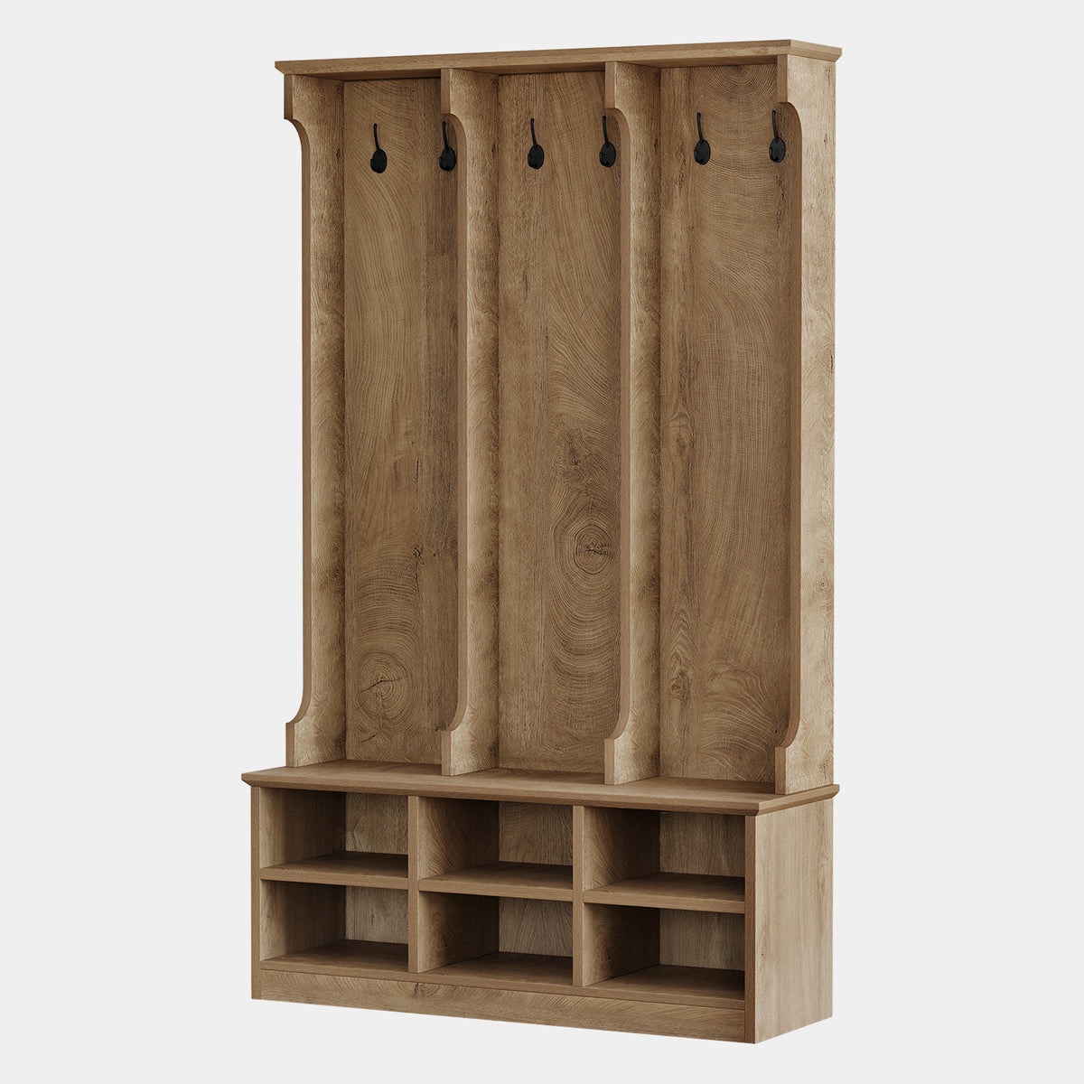 180cm Hall Tree, 3-in-1 Entryway Coat Rack with Shoe Bench & Storage