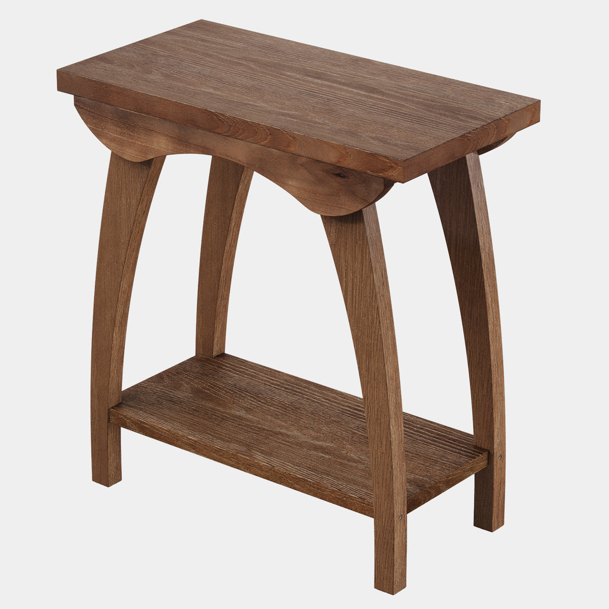 60cm End Table, Farmhouse Solid Wood Side Table with Lower Shelf for Living Room