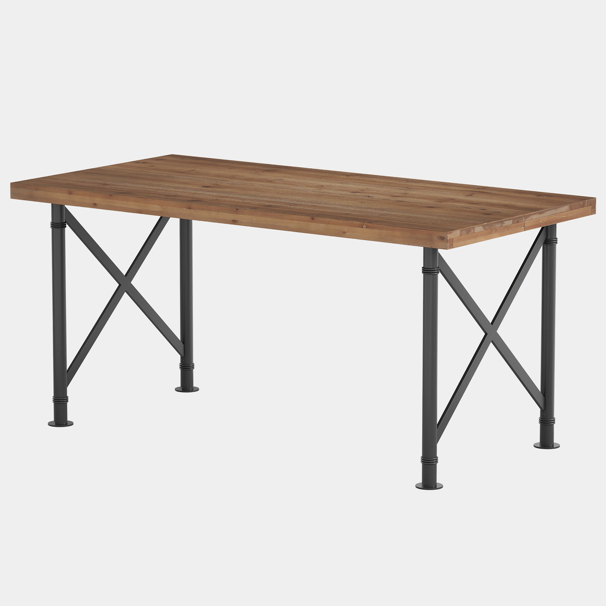 160cm Computer Desk, Solid Wood with X-Frame Metal Base for Home Office