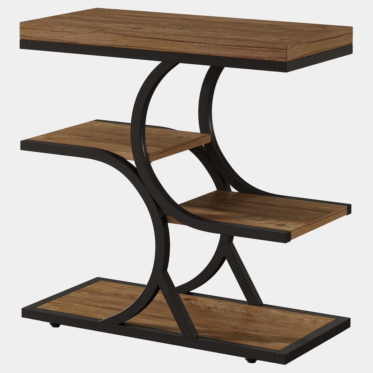 60cm Side Table, 4-Tier Industrial Narrow Open Storage for Living Room Bedroom