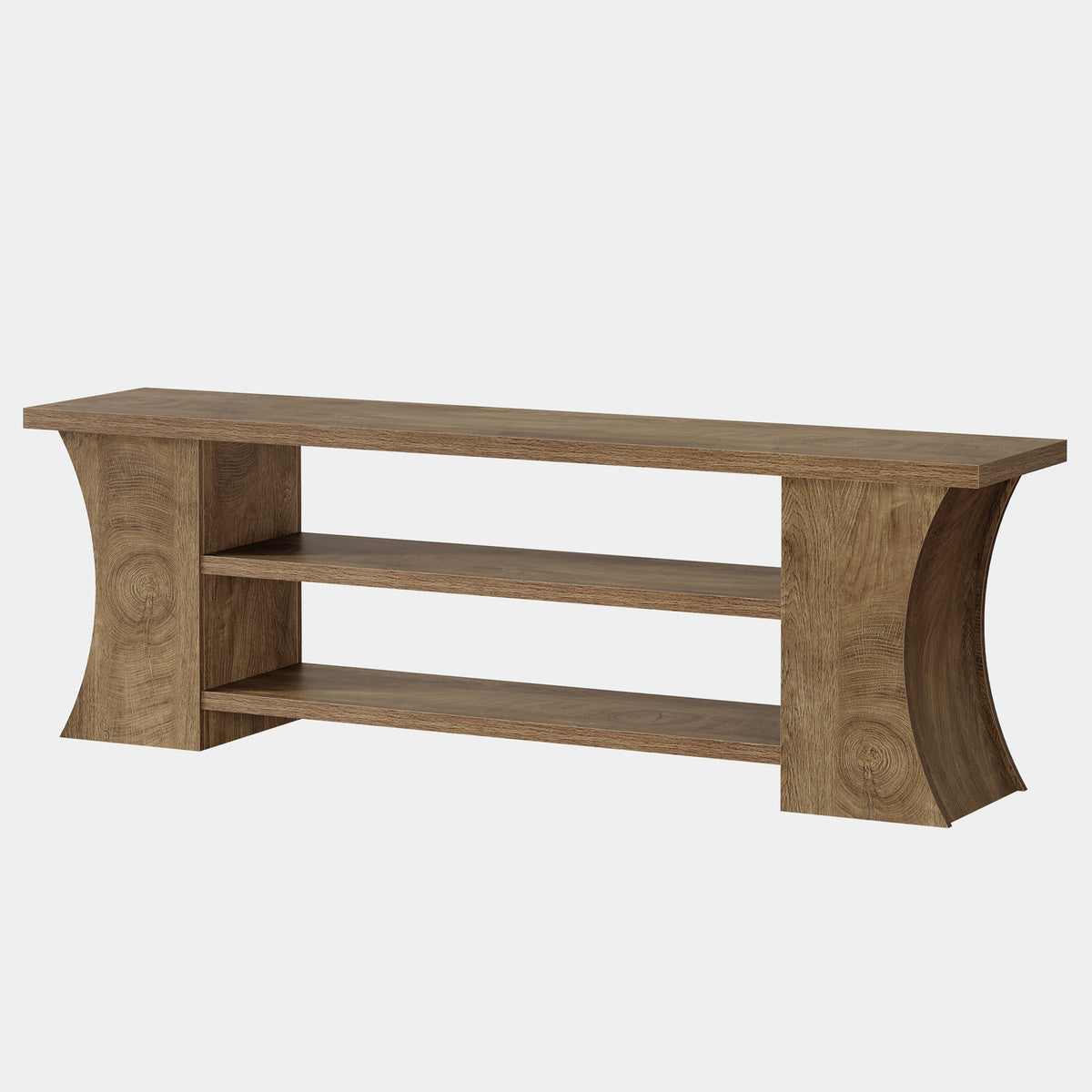 160cm TV Stand, 3-Tier Storage & Curved Legs for 75" TVs