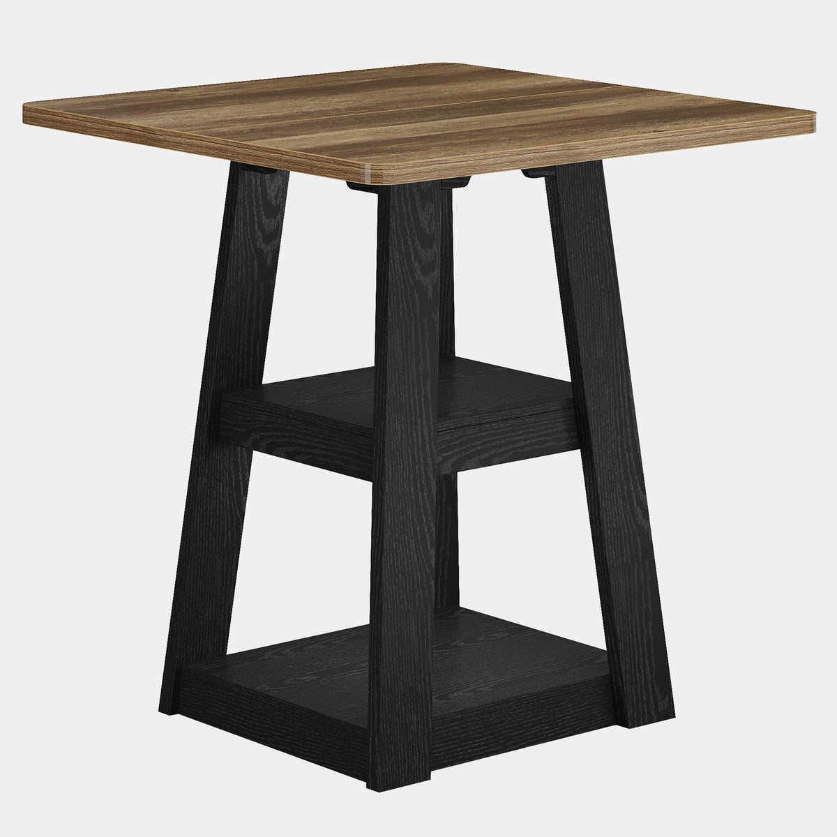 90cm Square Bar Table, Farmhouse Pub Table with 2-Tier Storage Shelves for Kitchen Dining Room