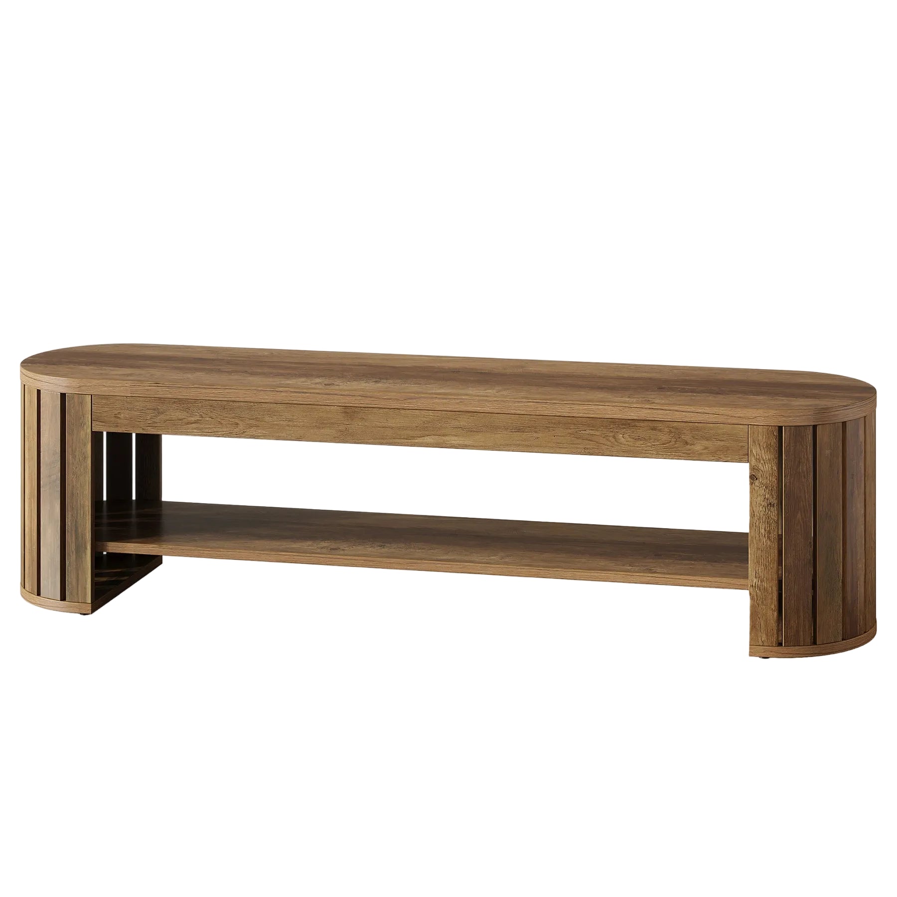 63" Wooden Dining Bench with Arc Slat Legs, Farmhouse Bench for Dining Room