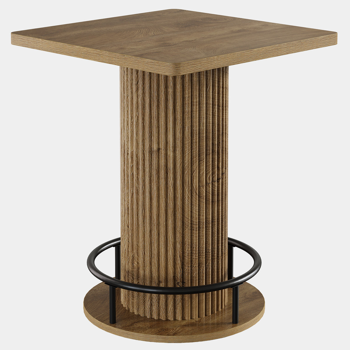99cm Square Bar Table, Wooden Bistro Table with Footrest for Kitchen & Cafe