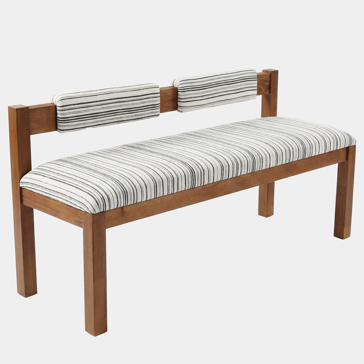 140cm Dining/shoe Bench, Upholstered Solid Wood with Chenille Seat & Backrest for 2-3 People