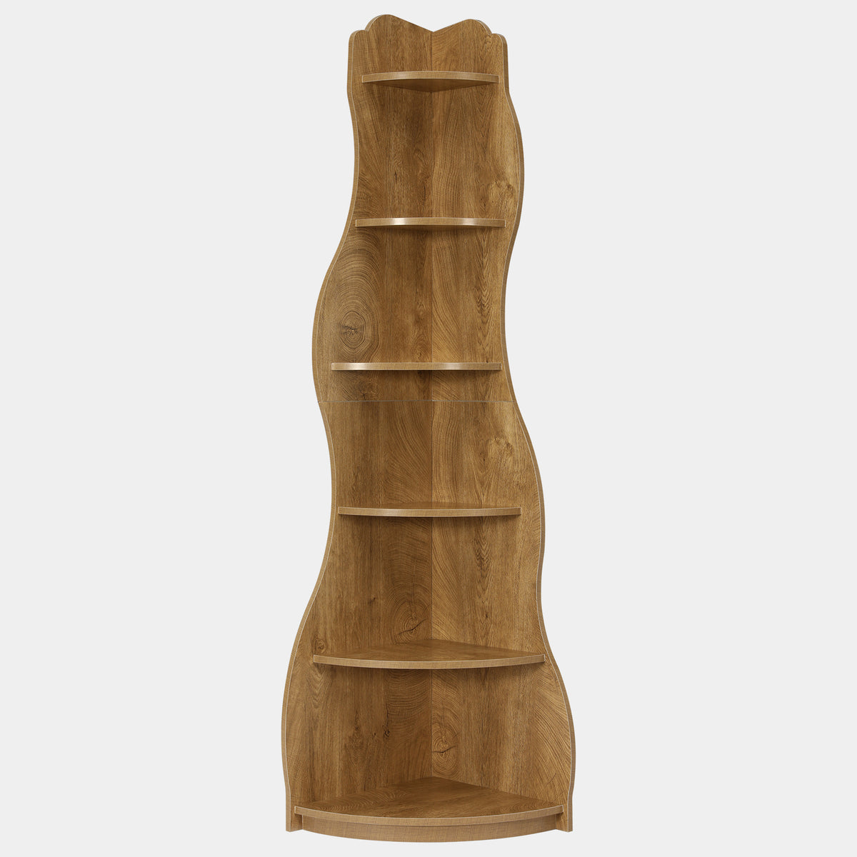 6-Tier Corner Shelf Stand,175cm Tall Bookshelf with Curvy Shape for Living Room