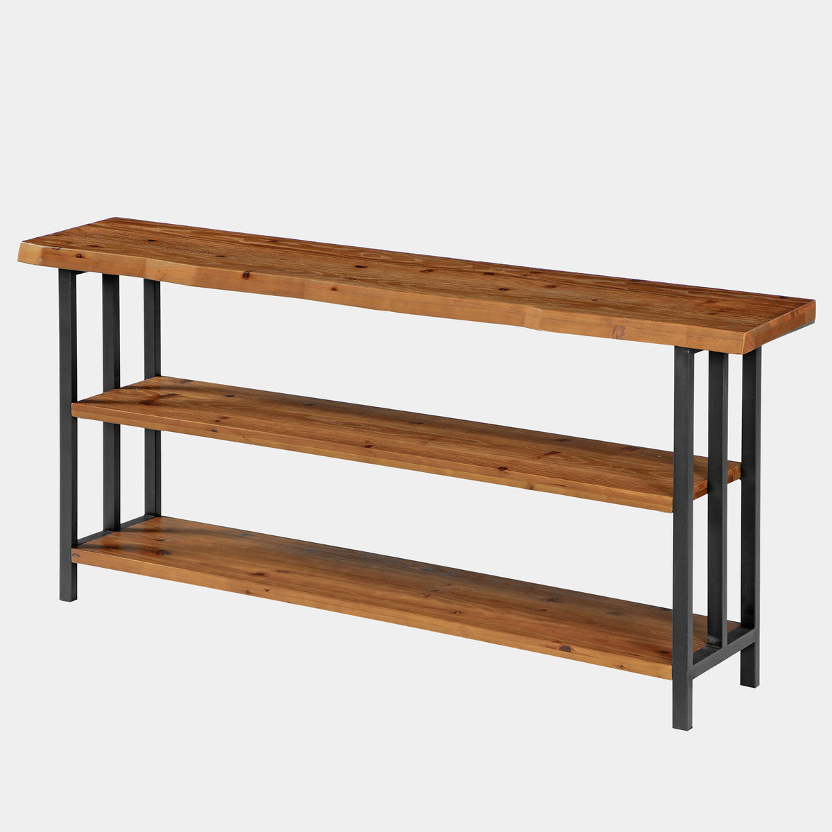 160cm Console Table, Solid Wood Live Edge 3-Tier Rustic Hallway Sofa Table