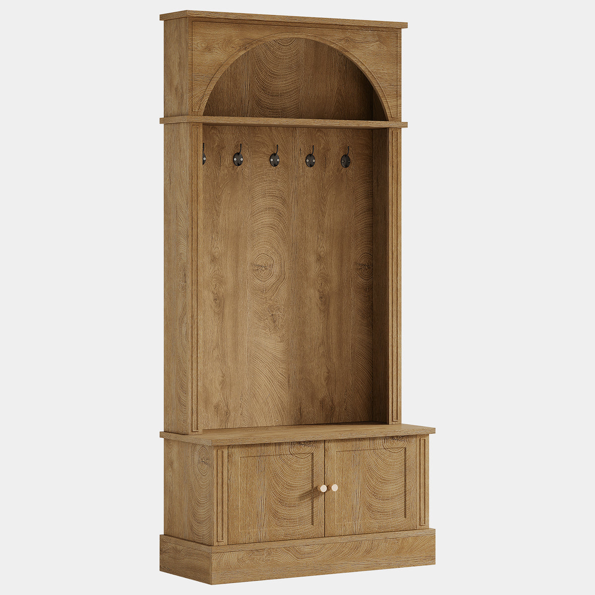180cm Hall Tree, 4-in-1 Entryway Coat Rack with Shoe Bench & Storage Cabinet