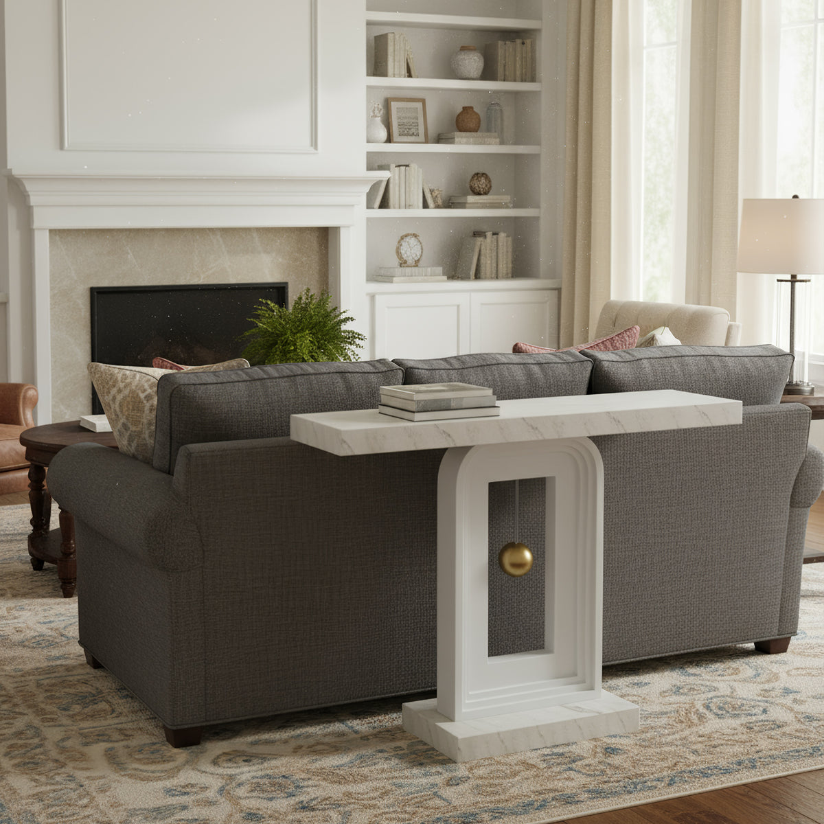 100cm Console Table, Modern Sofa Entryway Table with Gold Decor