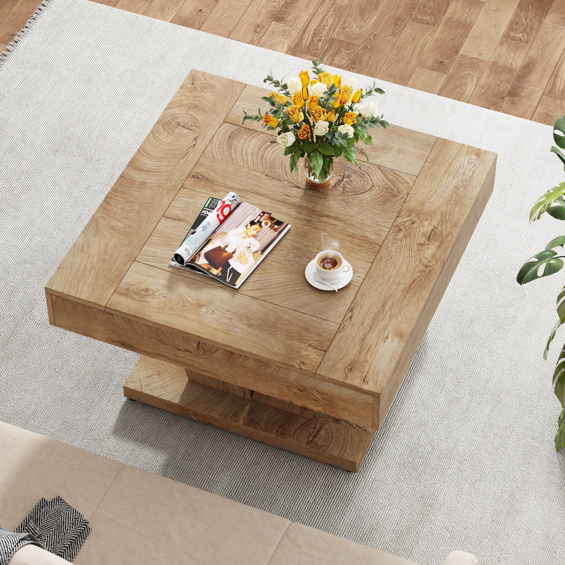 31.5" Wood Coffee Table,  Modern Center Table Cocktail Tea Table