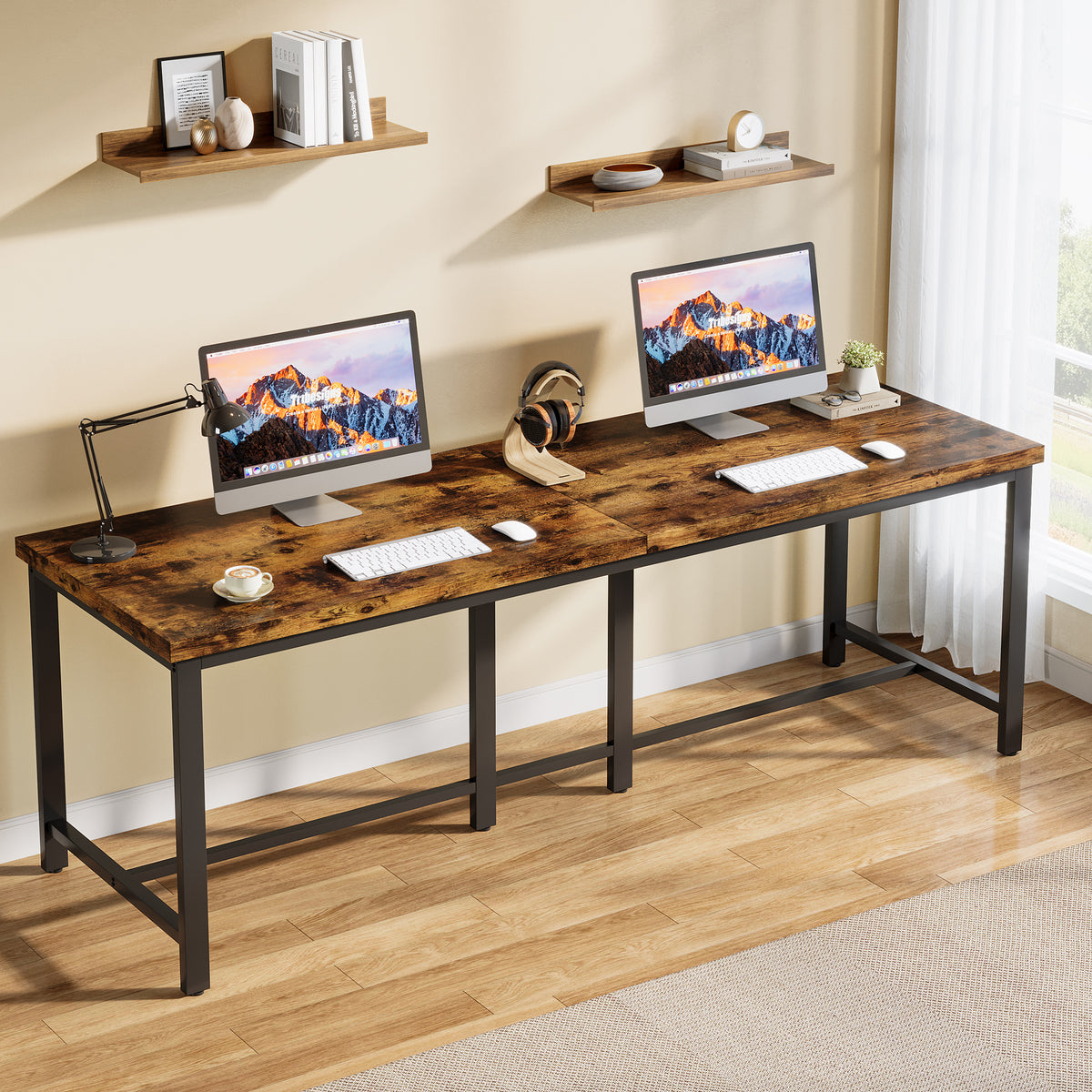 Tribesigns 200cm-long computer desk, office desk for two people