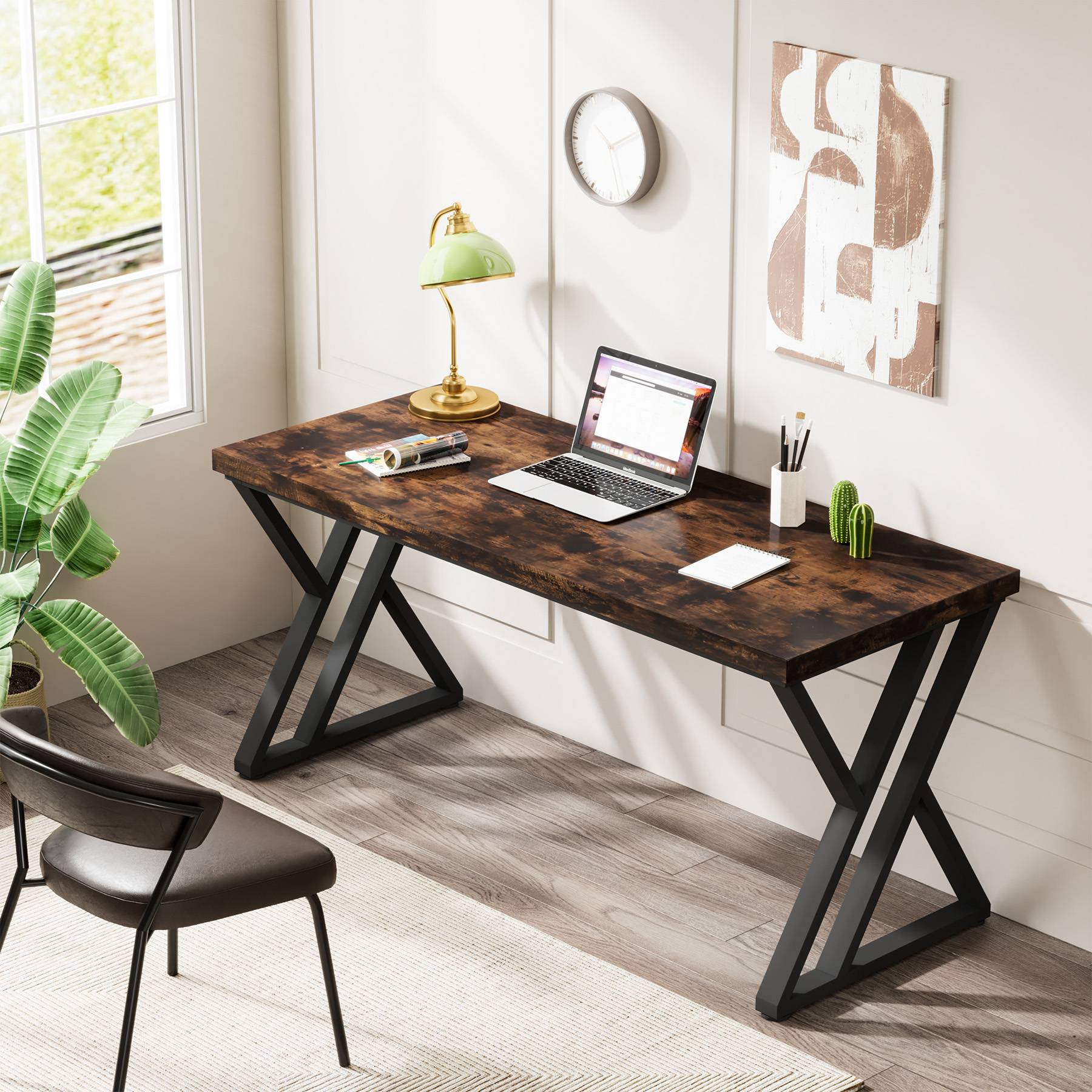 55" Heavy-Duty Computer Desk, Simple  Study Desk Writing Table