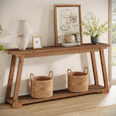 160cm Console Table, 2-Tier Wooden Hallway Table for Living Room Entryway 3