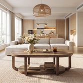 140cm Oval Coffee Table, 2-Tier Storage with Curved Leg Design for Living Room 3
