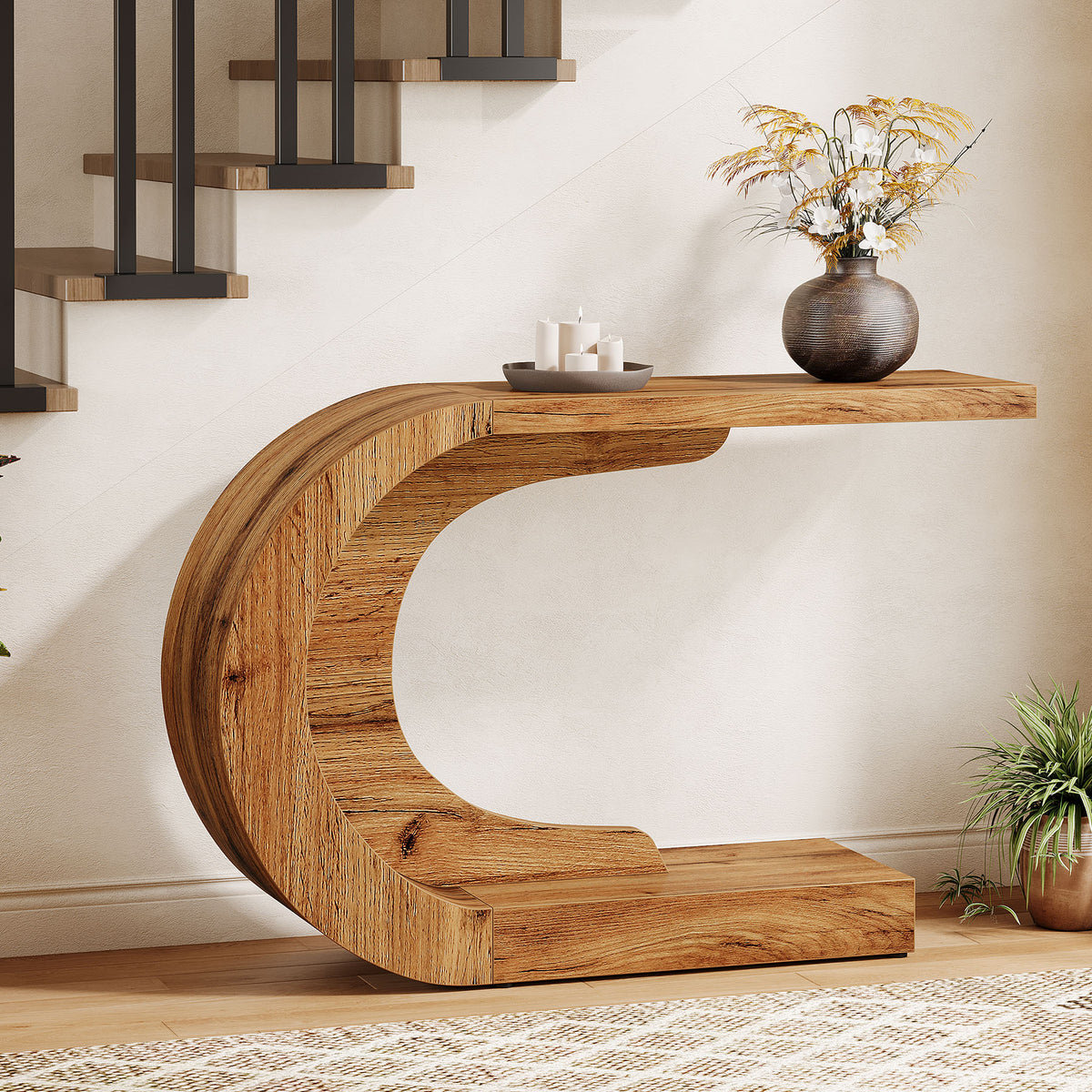 43" Console Table, C-Shaped Modern Accent Table Hallway Table