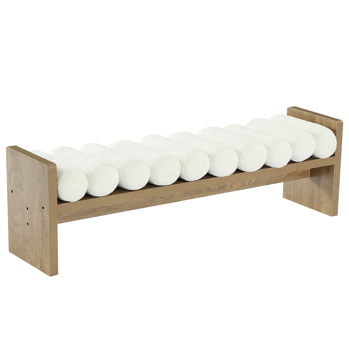 150cm Dining Bench, Upholstered Fabric Kitchen Bench with Removable Cushion