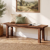 140cm Entryway Bench, Solid Wood Farmhouse Shoe Bench 3