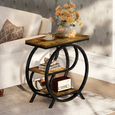 60cm Industrial 3-Tier End Table, Rustic Brown Rectangle Side Table 3