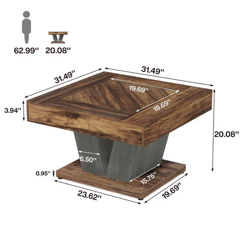 31.5" Wood Coffee Table,  Modern Center Table Cocktail Tea Table
