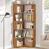 Corner Bookshelf, 6-Tier Corner Bookcase Display Rack Tribesigns 3