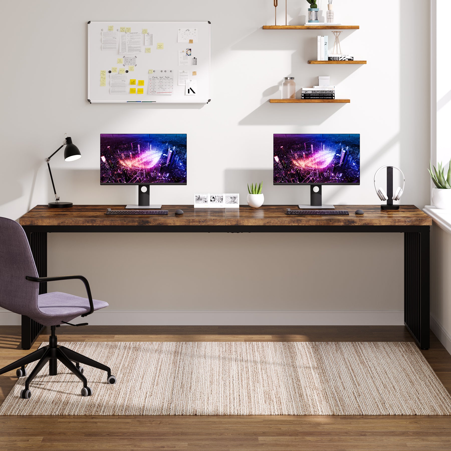 71" Home Office Computer Desk - Heavy Duty Metal Frame Workstation