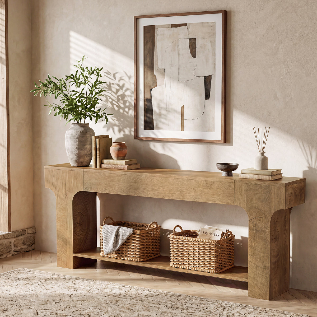 200cm Console Table, Extra Long Open Storage Entryway Sofa Table