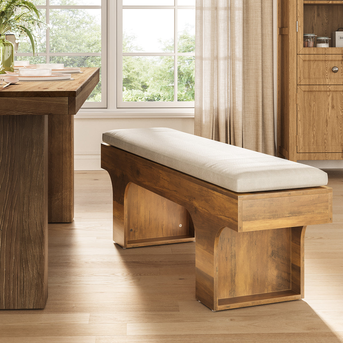 Tribesigns Upholstered Bench with Cushion, 140cm, for the Hallway and Bedroom