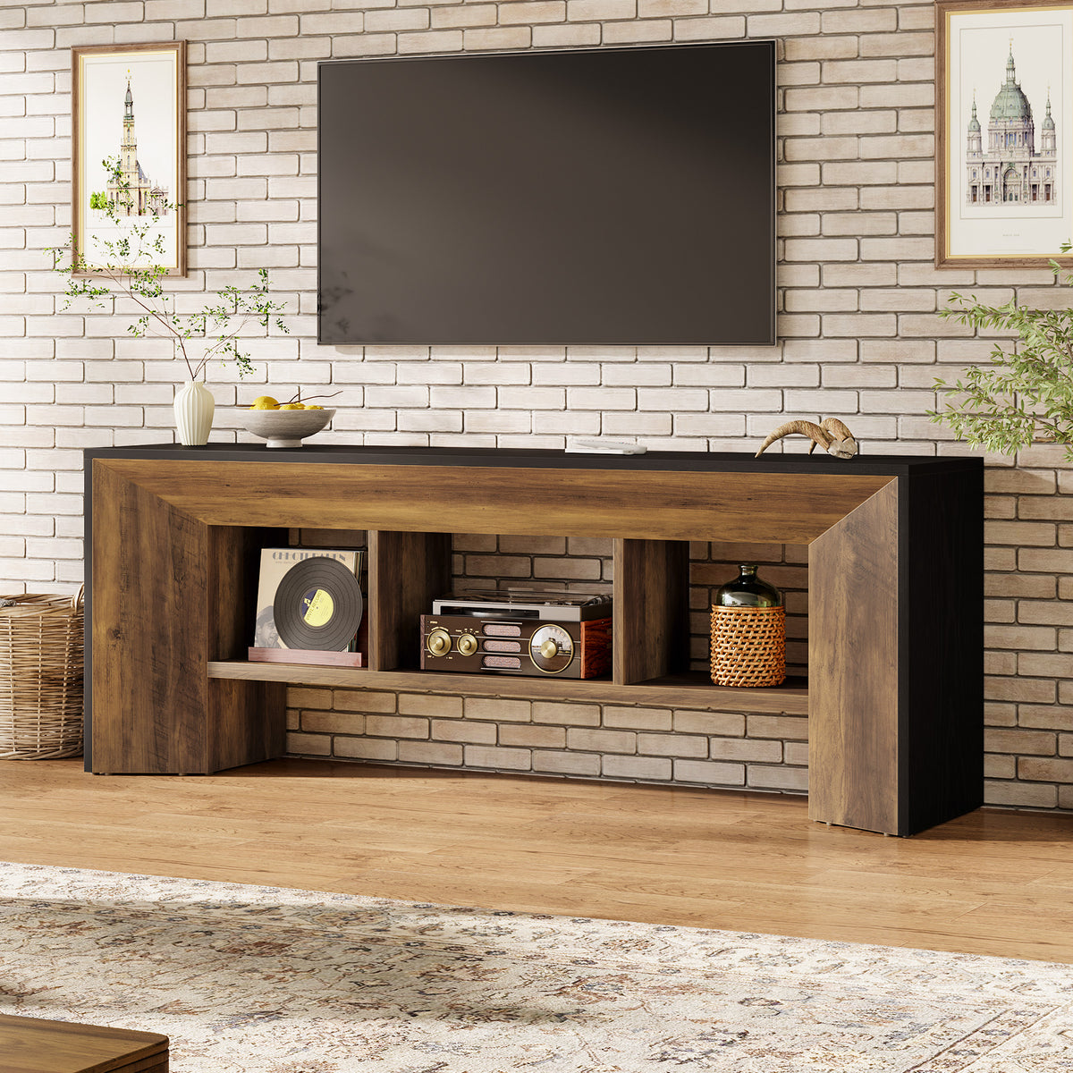 160cm TV Stand, Industrial Entertainment Centre with Storage for TVs up to 70"
