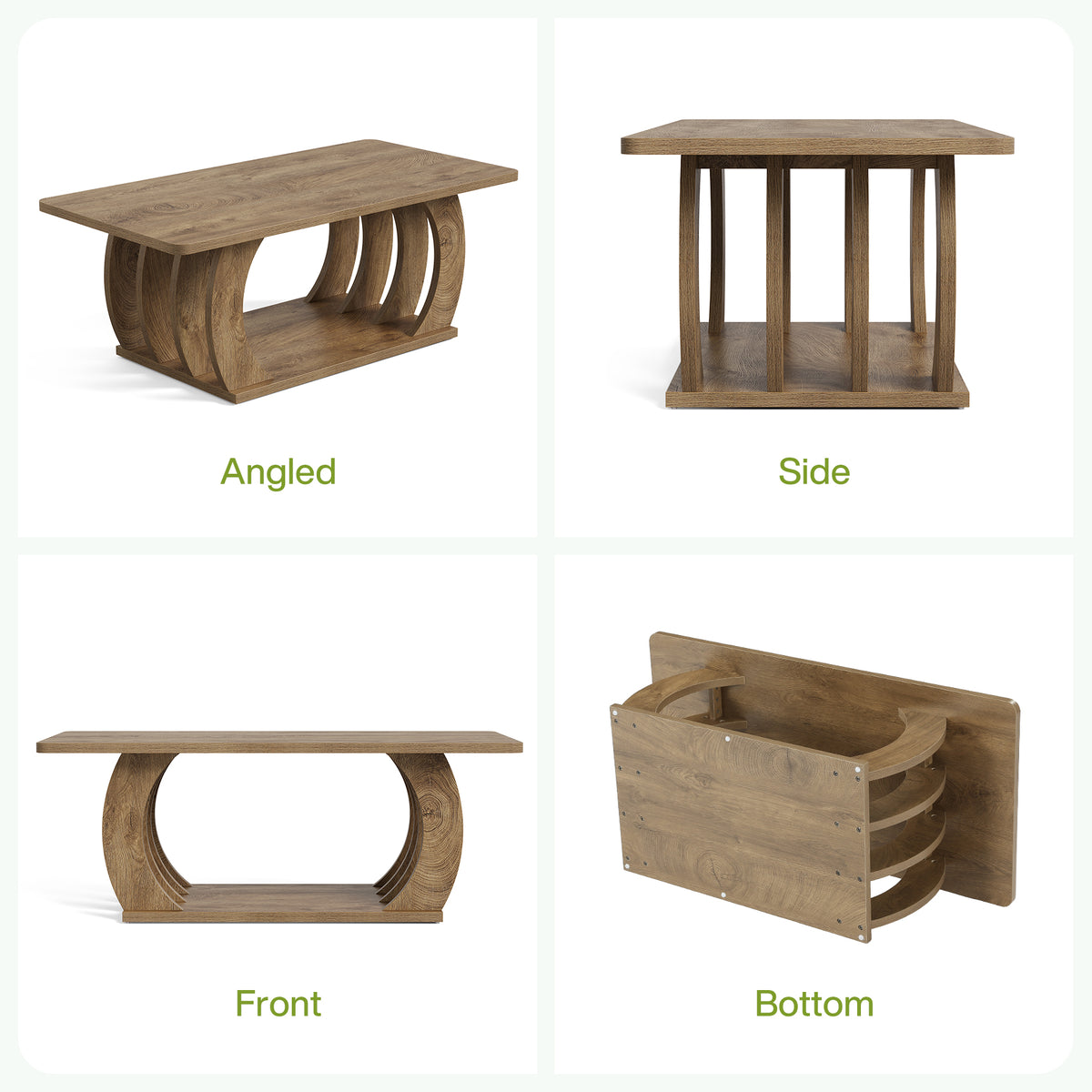 Tribesigns 120cm Farmhouse Coffee Table, 2-Tier Center Table with Storage
