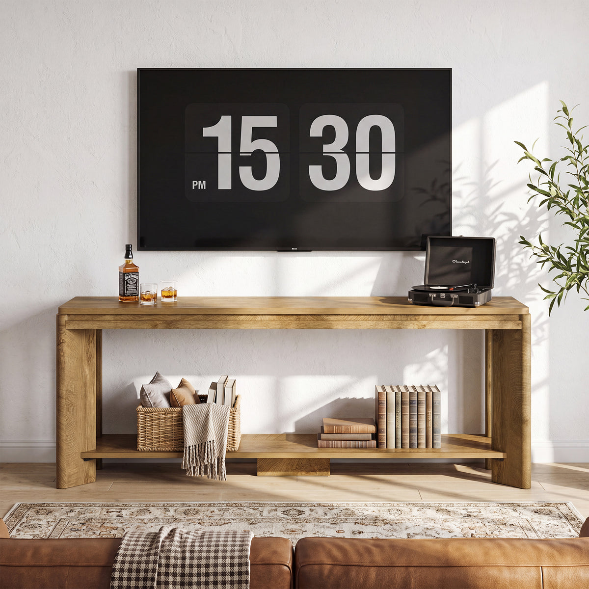 160cm Console Table, 2-Tier Sofa Entryway Table with Storage for Hallway Living Room
