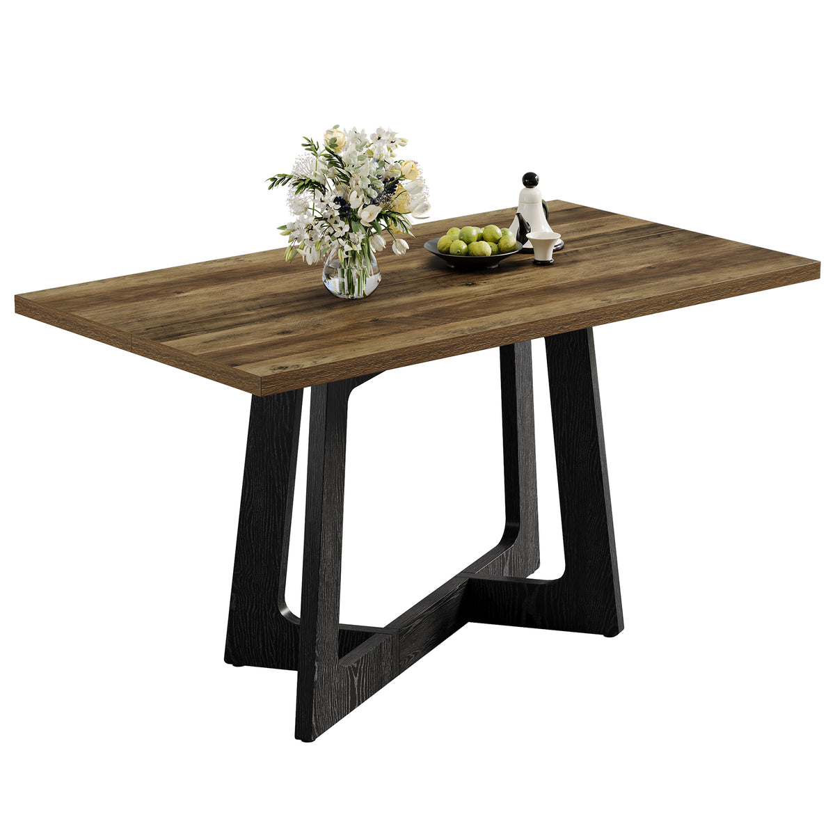 120cm Dining Table, Farmhouse Kitchen Table for 2-4 People with Sturdy Pedestal Base