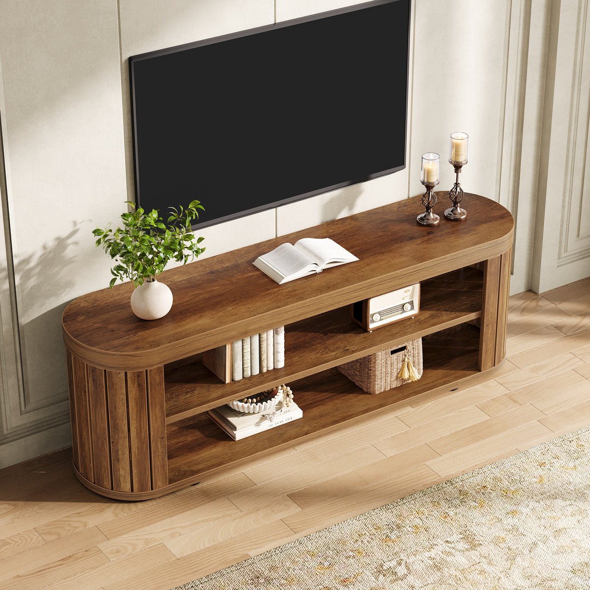120cm TV Stand, 2-Tier Open Storage for TVs up to 55"