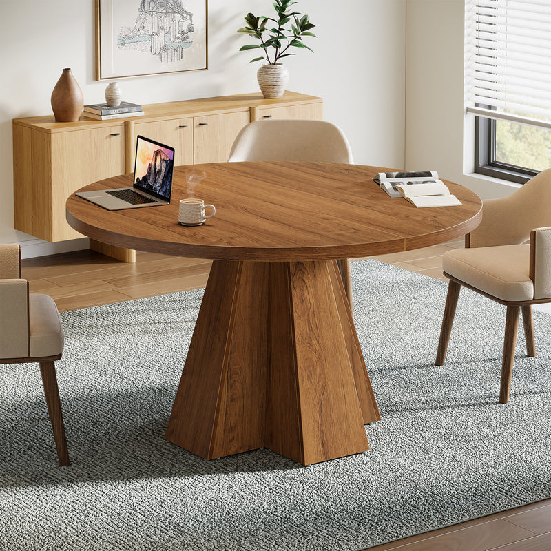 47" Round Conference Table, Small Meeting Table with Thickened Tabletop