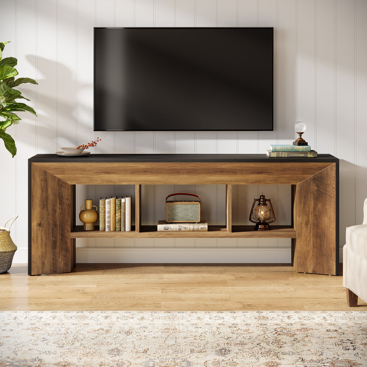 160cm TV Stand, Industrial Entertainment Centre with Storage for TVs up to 70"