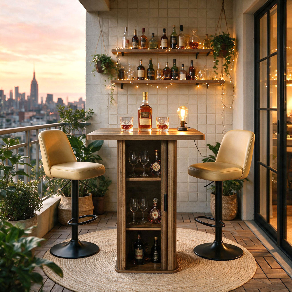 Tribesigns Bar Table with 3-Shelf Storage Unit, Height 90 cm, for Small Kitchens