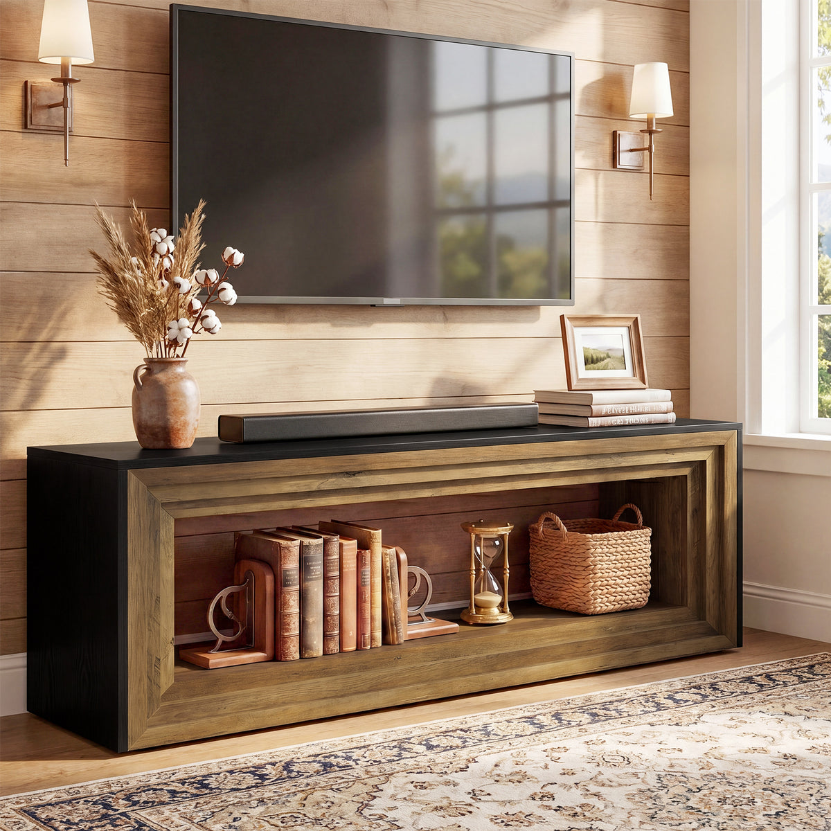 160cm Entryway Bench, Farmhouse  Storage Bench&TV Stand