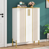 100cm Shoe Cabinet, White 6-Shelf Storage Cabinet with Gold Accents 3