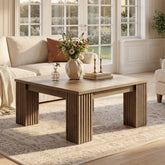 100cm Square Coffee Table, Farmhouse Center Table with Fluted Legs 3