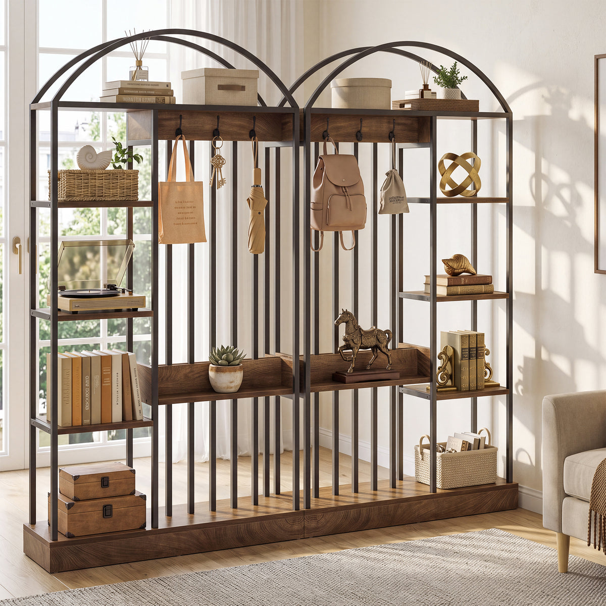 181cm Bookshelf, 5-Tier Bookcase with Open Shelves & Metal Frame for Home Office