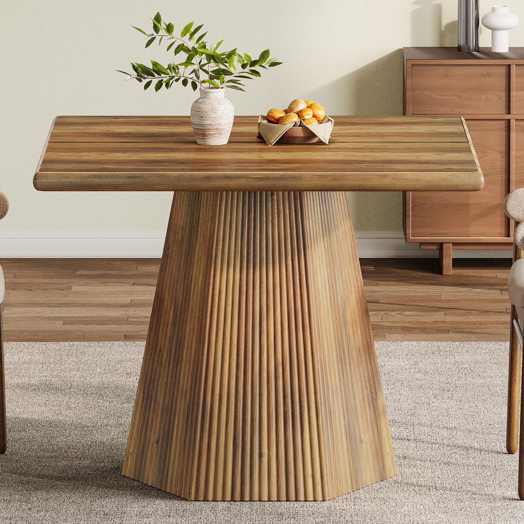 31.5" Square Dining Table for 4, Kitchen Table with Sturdy Pedestal Base