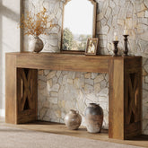 63" Farmhouse Console Table, X-Leg Sofa Table with 2 Drawers 3