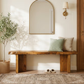 140cm Entryway Bench, Solid Wood Shoe Bench for Hallway & Living Room 3