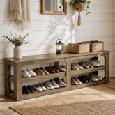 180cm Entryway Shoe Bench, 3-Tier Farmhouse Storage Bench for Hallway 3